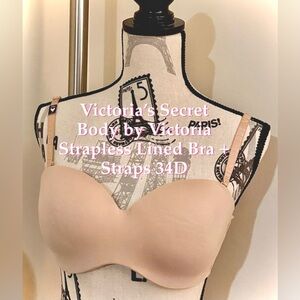 Body By Victoria Lined padded Strapless Bra + Straps, 34D